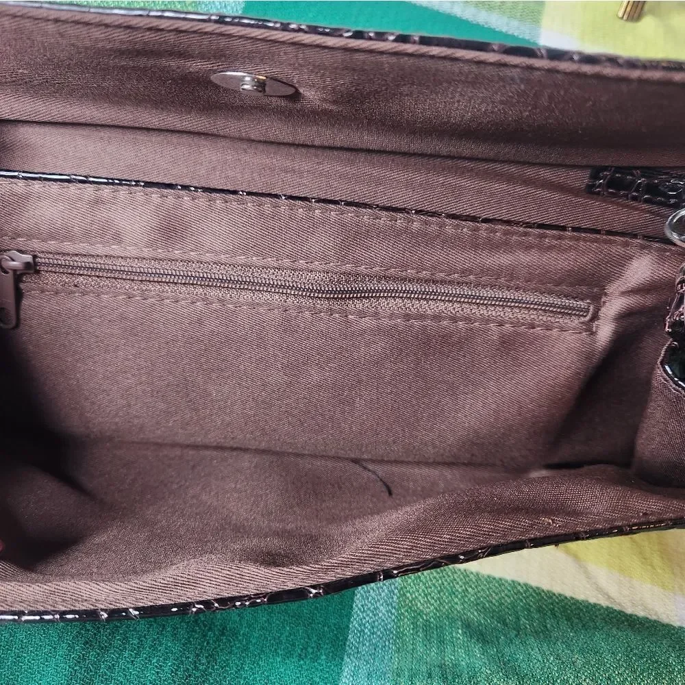 NWT Tianni Brown Faux Crocodile Leather Handbag Clutch